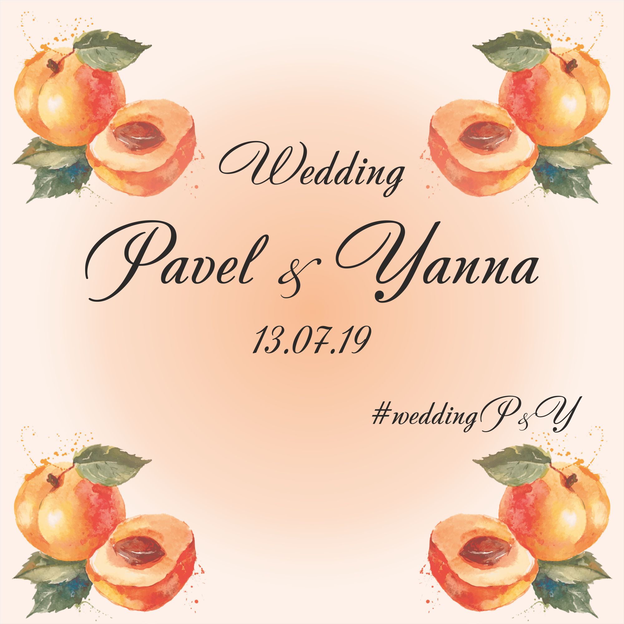 Баннер на свадьбу с персиками